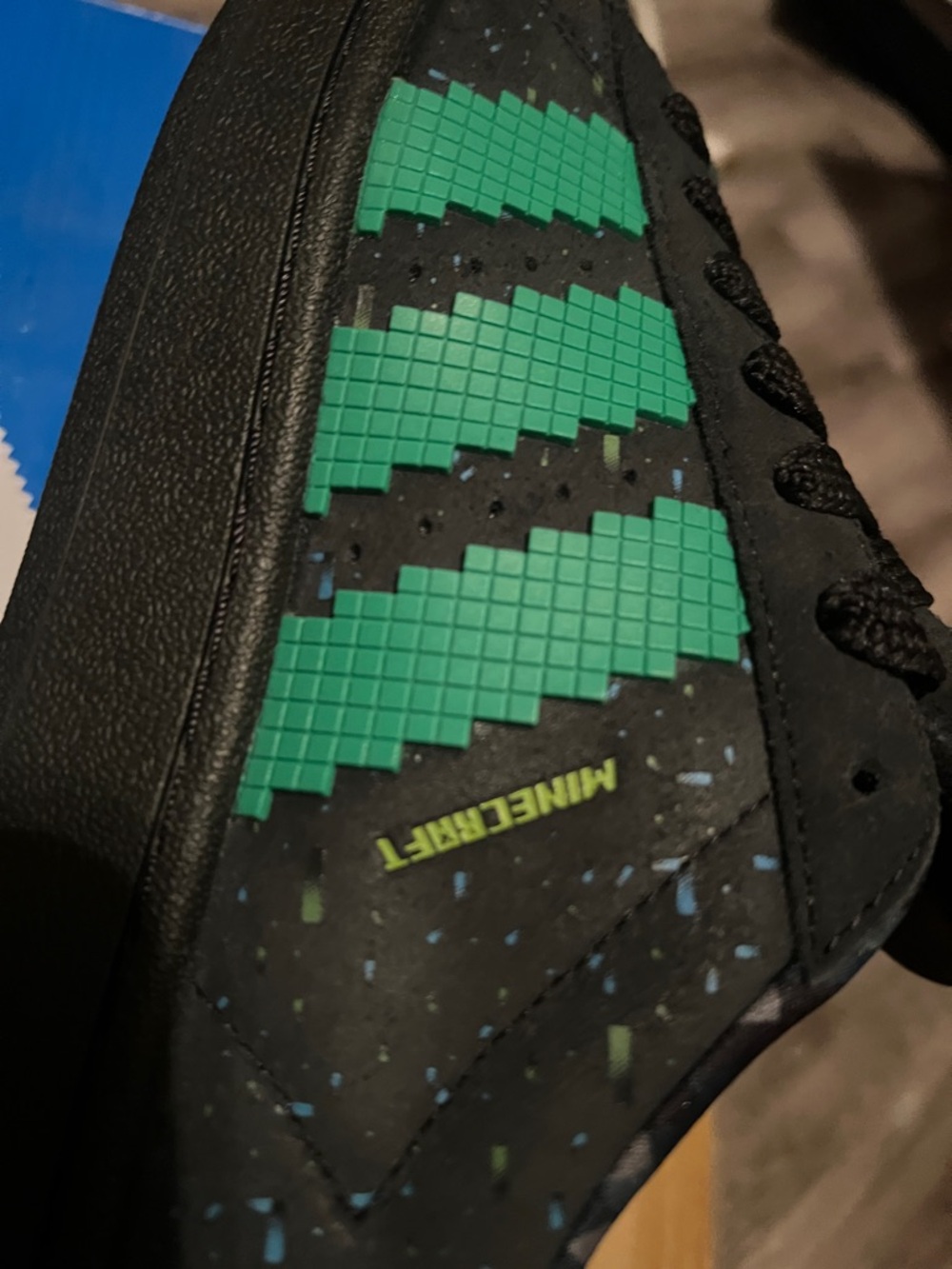 Bundle Adidas Minecraft Campus 00s J Black Green Pixel Sneakers 6.5Y  and socks - Picture 11 of 16